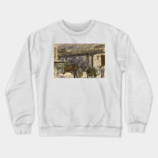 A Winter Day - Under the Elevated near Brooklyn Bridge by George Bellows Crewneck Sweatshirt